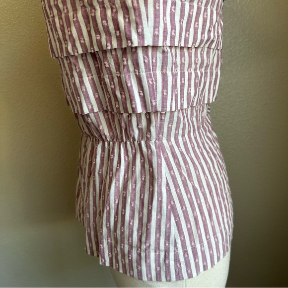 Anna Mason UK Sz 12 US Sz 8 Blouse Striped Ruffles - Picture 12 of 16